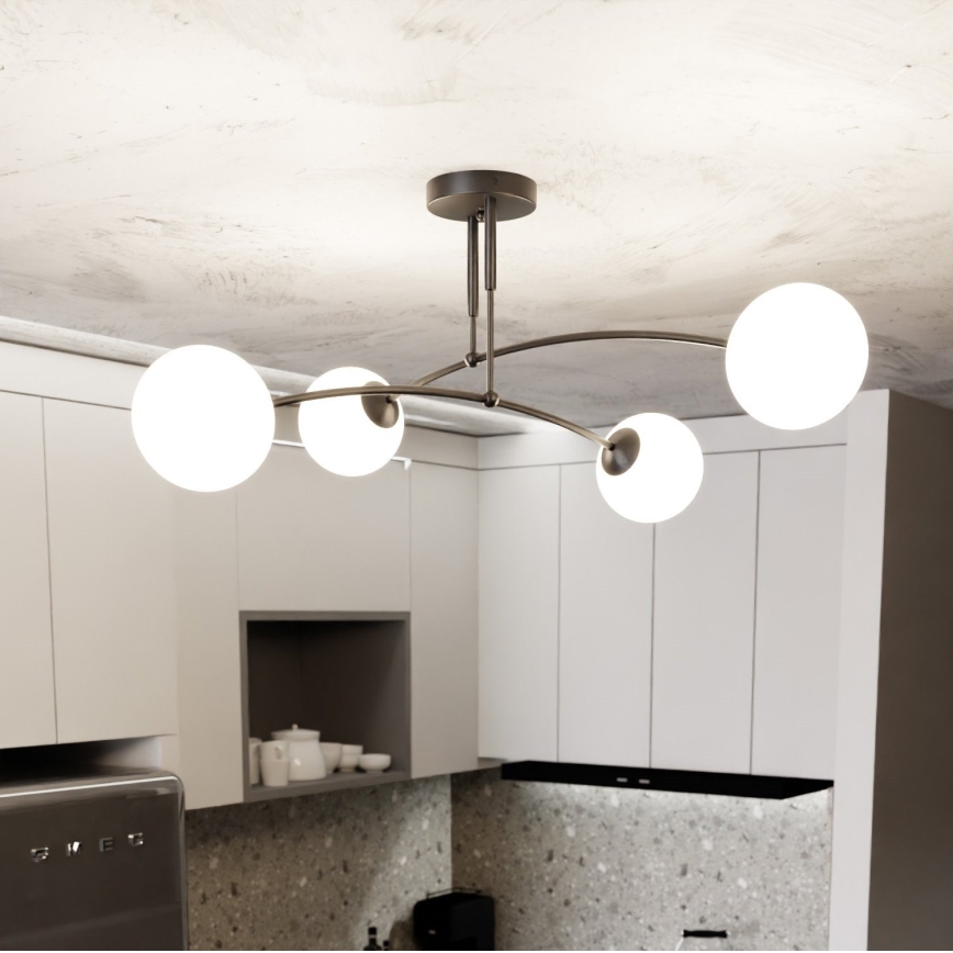 Hanglamp met vaste pendel PREGOS 4xE14/10W/230V zwart