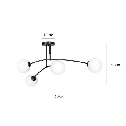 Hanglamp met vaste pendel PREGOS 4xE14/10W/230V zwart