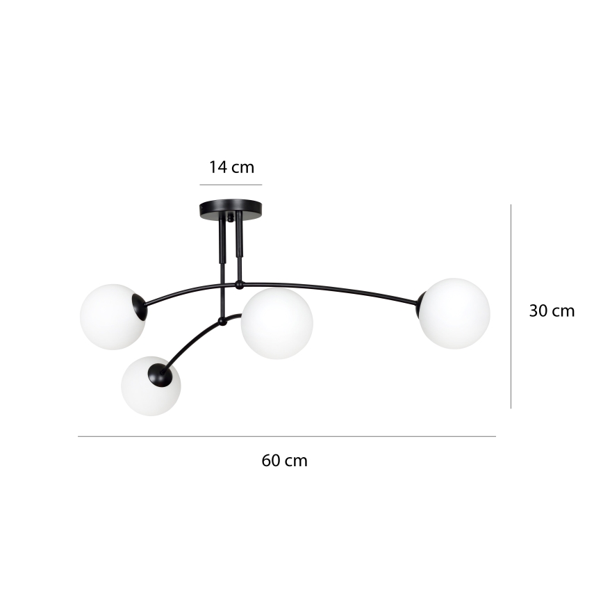 Hanglamp met vaste pendel PREGOS 4xE14/10W/230V zwart