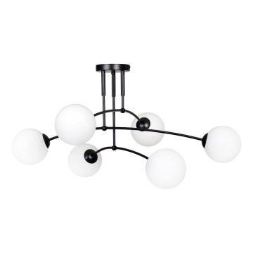 Hanglamp met vaste pendel PREGOS 6xE14/10W/230V zwart/wit