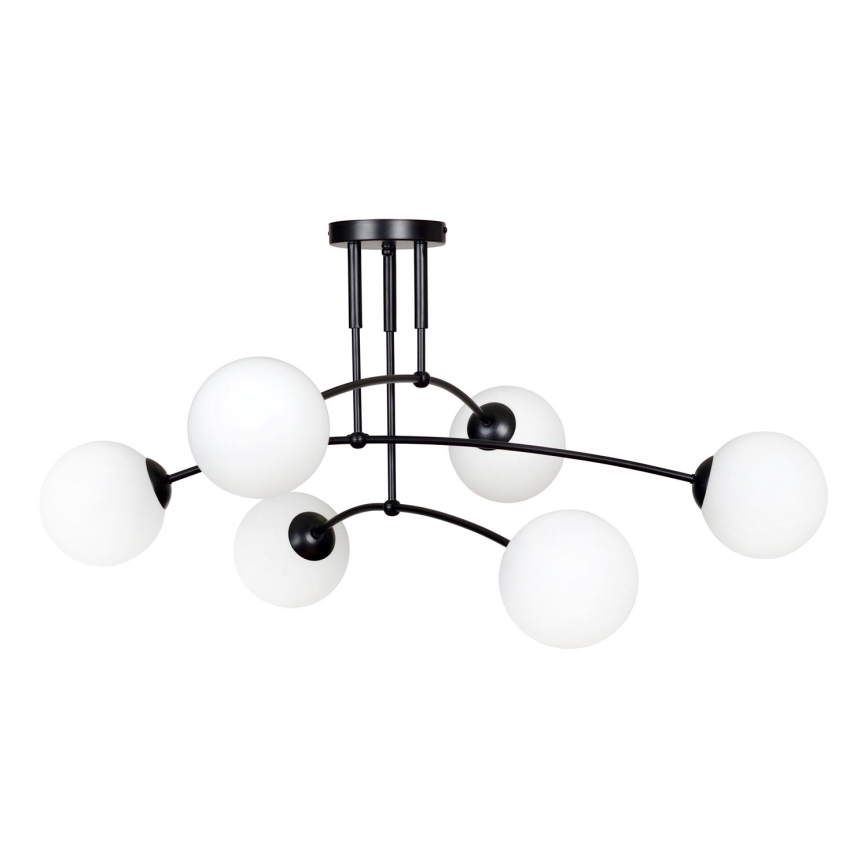 Hanglamp met vaste pendel PREGOS 6xE14/10W/230V zwart/wit