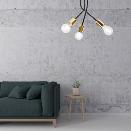 Hanglamp met vaste pendel PRIYA 3xE27/15W/230V zwart