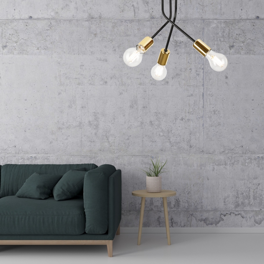 Hanglamp met vaste pendel PRIYA 3xE27/15W/230V zwart