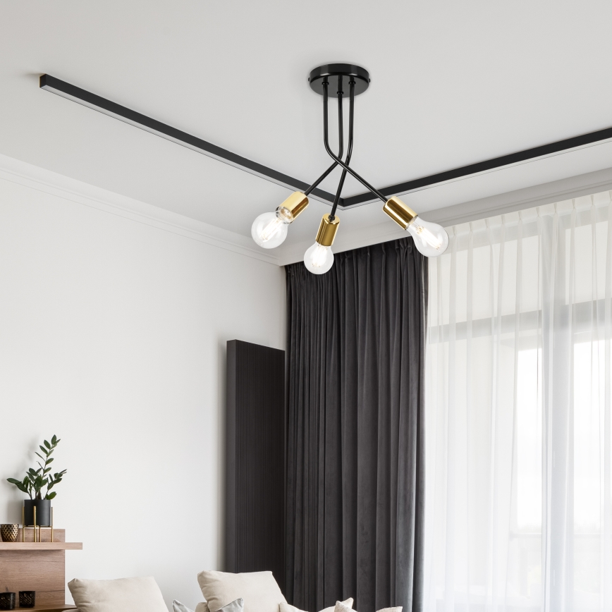 Hanglamp met vaste pendel PRIYA 3xE27/15W/230V zwart