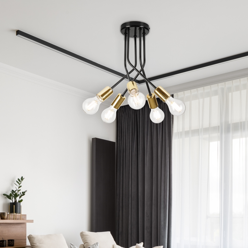 Hanglamp met vaste pendel PRIYA 5xE27/15W/230V zwart
