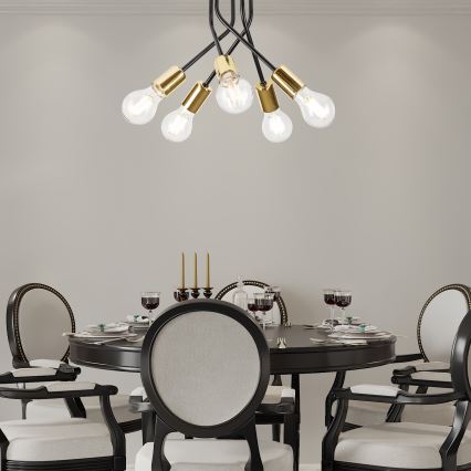 Hanglamp met vaste pendel PRIYA 5xE27/15W/230V zwart