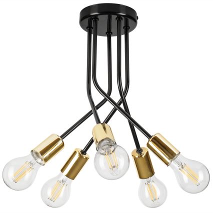 Hanglamp met vaste pendel PRIYA 5xE27/15W/230V zwart