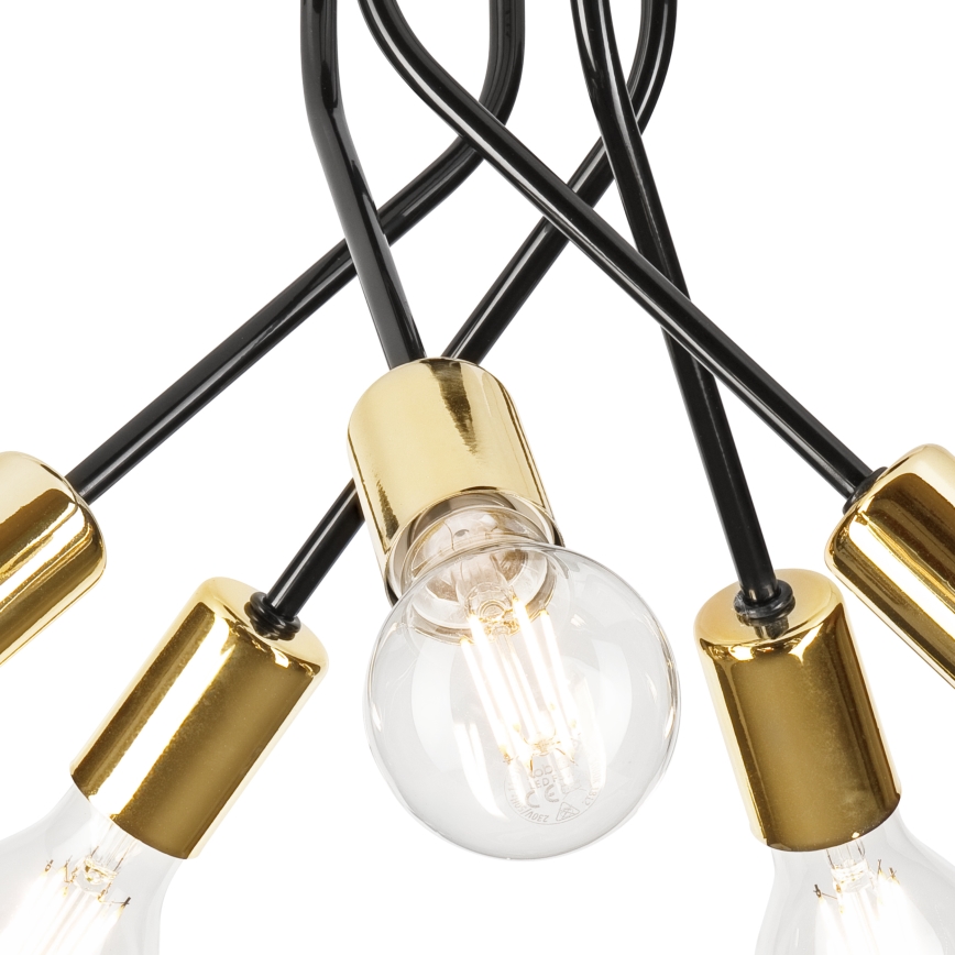 Hanglamp met vaste pendel PRIYA 5xE27/15W/230V zwart