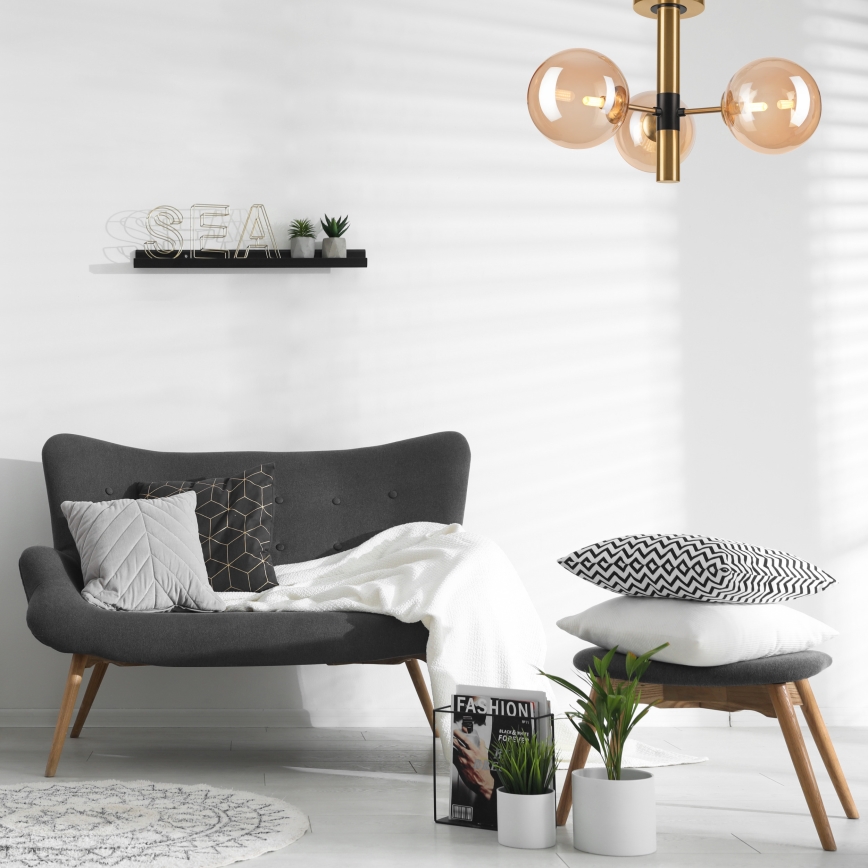 Hanglamp met vaste pendel ROLLO 3xG9/5W/230V goud/gerookt beige