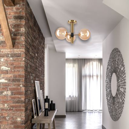 Hanglamp met vaste pendel ROLLO 3xG9/5W/230V goud/gerookt beige
