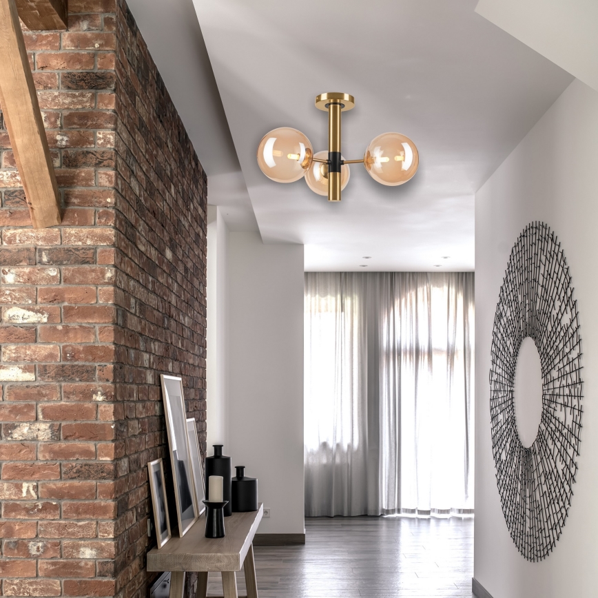 Hanglamp met vaste pendel ROLLO 3xG9/5W/230V goud/gerookt beige