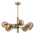 Hanglamp met vaste pendel ROLLO 8xE14/5W/230V goud/gerookt beige