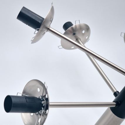 Hanglamp met vaste pendel ROLLO 8xE14/5W/230V mat chroom/gerookt