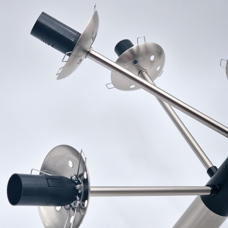 Hanglamp met vaste pendel ROLLO 8xE14/5W/230V mat chroom/gerookt