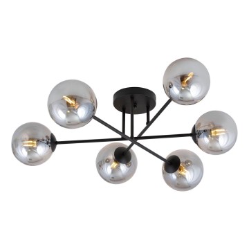 Hanglamp met vaste pendel ROMA 6xE14/10W/230V zwart/gerookt