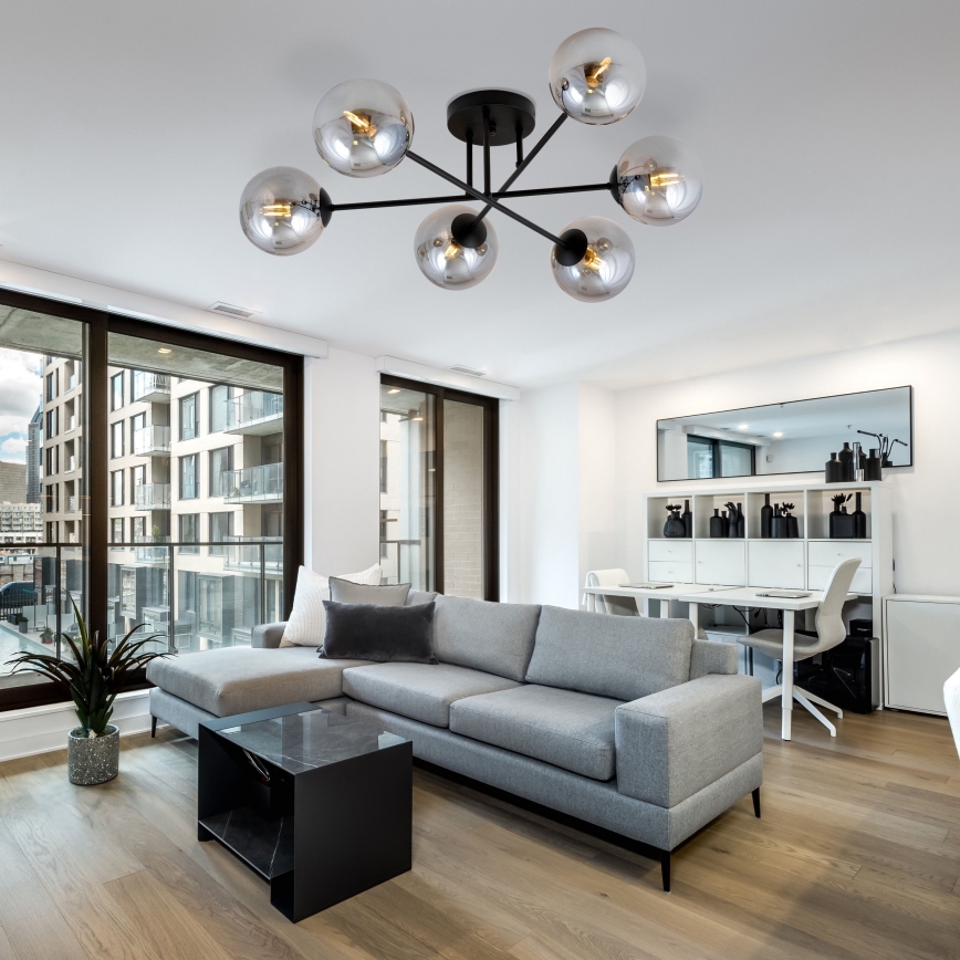 Hanglamp met vaste pendel ROMA 6xE14/10W/230V zwart/gerookt