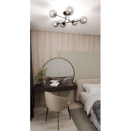 Hanglamp met vaste pendel ROMA 6xE14/10W/230V zwart/gerookt
