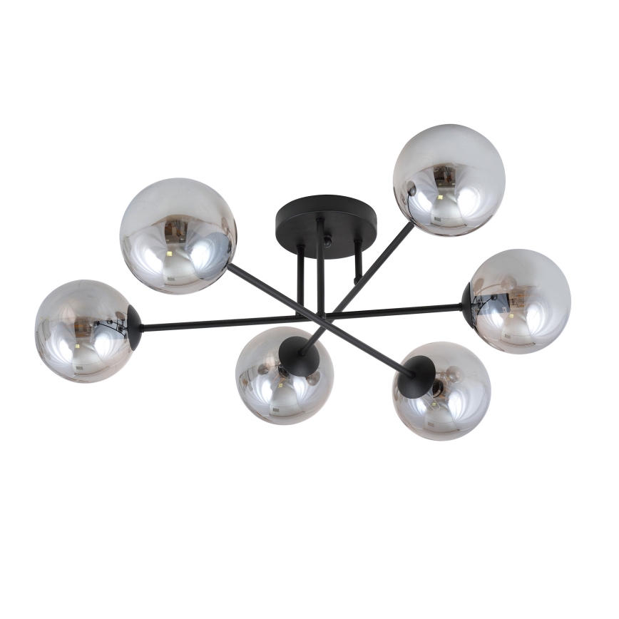 Hanglamp met vaste pendel ROMA 6xE14/10W/230V zwart/gerookt