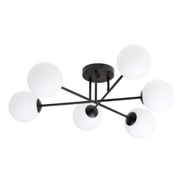 Hanglamp met vaste pendel ROMA 6xE14/10W/230V zwart/wit