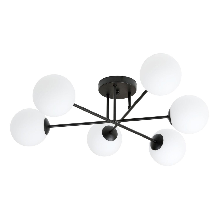 Hanglamp met vaste pendel ROMA 6xE14/10W/230V zwart/wit