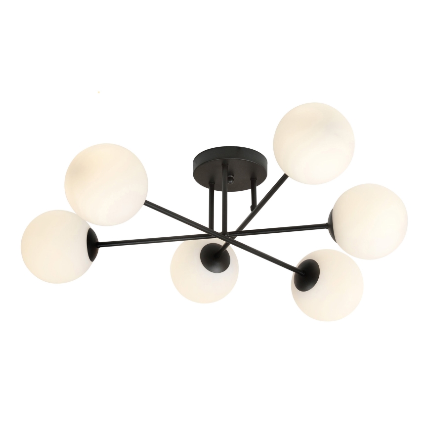 Hanglamp met vaste pendel ROMA 6xE14/10W/230V zwart/wit