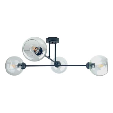 Hanglamp met vaste pendel VASCO 4xE27/60W/230V zwart/doorzichtig