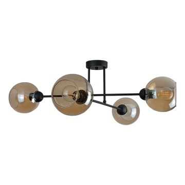 Hanglamp met vaste pendel VASCO 4xE27/60W/230V zwart/gerookt beige
