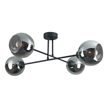 Hanglamp met vaste pendel VASCO 4xE27/60W/230V zwart/gerookt zwart