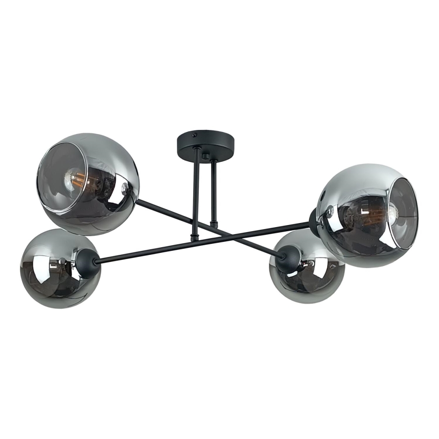 Hanglamp met vaste pendel VASCO 4xE27/60W/230V zwart/gerookt zwart