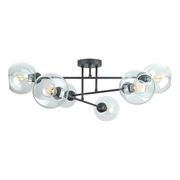 Hanglamp met vaste pendel VASCO 6xE27/60W/230V zwart/doorzichtig