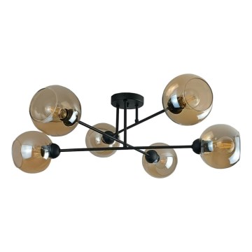 Hanglamp met vaste pendel VASCO 6xE27/60W/230V zwart/gerookt beige