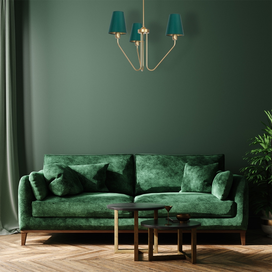 Hanglamp met vaste pendel VICTORIA 3xE27/60W/230V groen