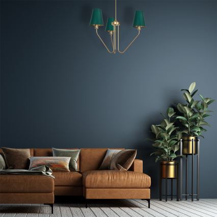 Hanglamp met vaste pendel VICTORIA 3xE27/60W/230V groen