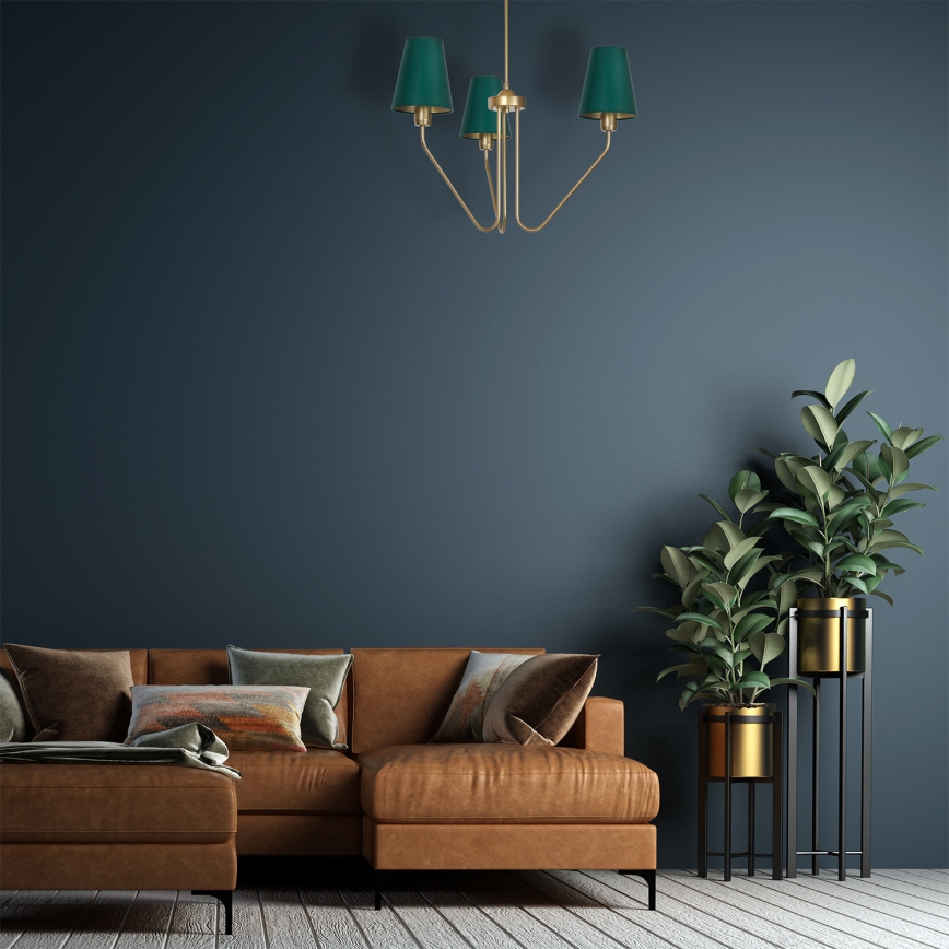 Hanglamp met vaste pendel VICTORIA 3xE27/60W/230V groen