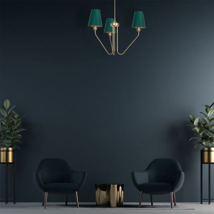 Hanglamp met vaste pendel VICTORIA 3xE27/60W/230V groen