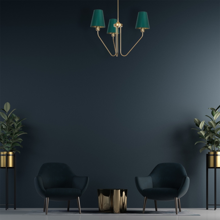 Hanglamp met vaste pendel VICTORIA 3xE27/60W/230V groen