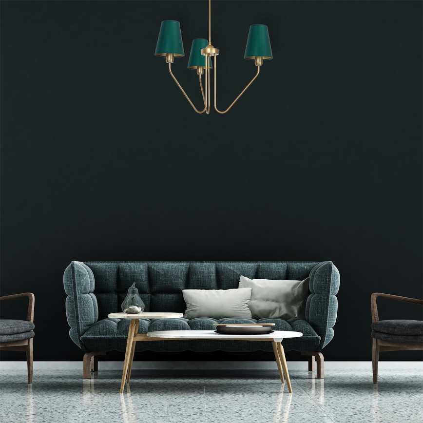 Hanglamp met vaste pendel VICTORIA 3xE27/60W/230V groen
