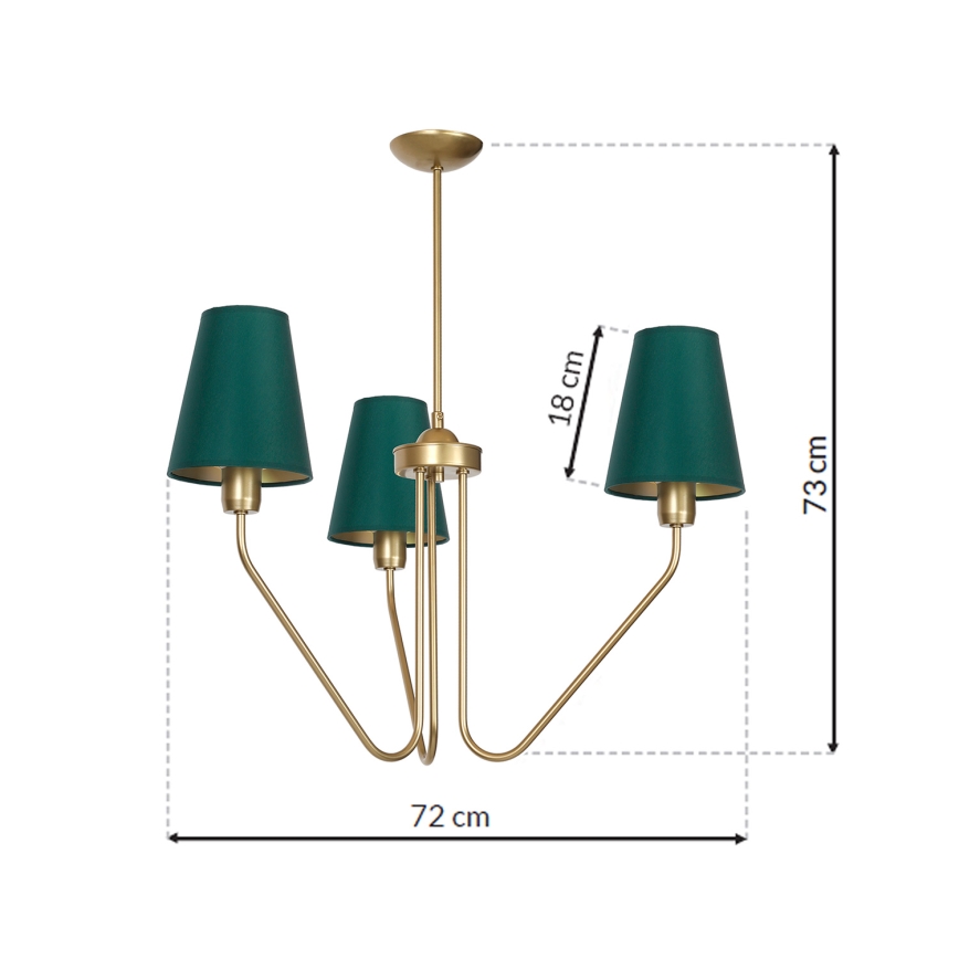 Hanglamp met vaste pendel VICTORIA 3xE27/60W/230V groen