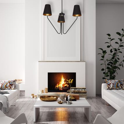 Hanglamp met vaste pendel VICTORIA 3xE27/60W/230V zwart