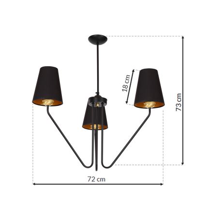 Hanglamp met vaste pendel VICTORIA 3xE27/60W/230V zwart