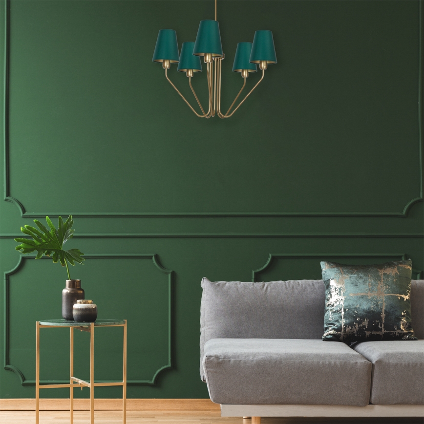 Hanglamp met vaste pendel VICTORIA 5xE27/60W/230V groen