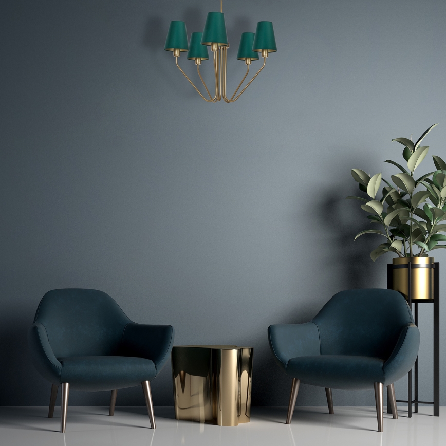 Hanglamp met vaste pendel VICTORIA 5xE27/60W/230V groen