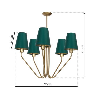 Hanglamp met vaste pendel VICTORIA 5xE27/60W/230V groen
