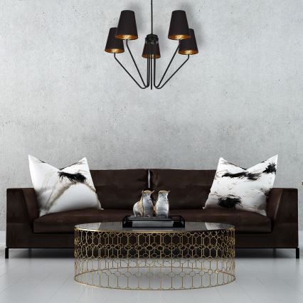 Hanglamp met vaste pendel VICTORIA 5xE27/60W/230V zwart