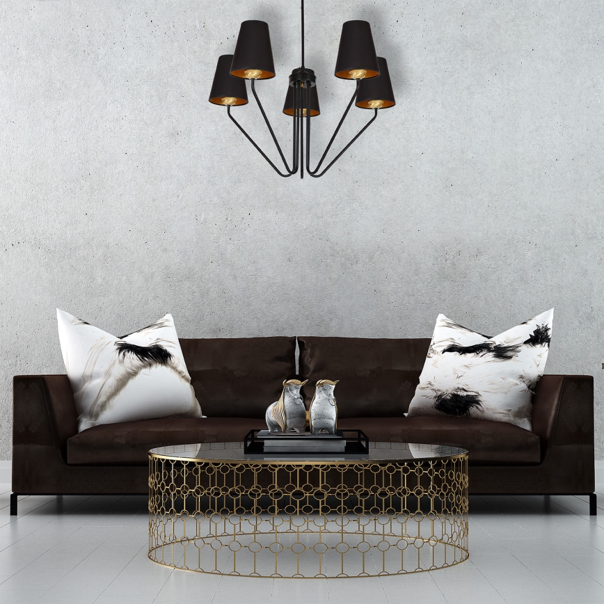 Hanglamp met vaste pendel VICTORIA 5xE27/60W/230V zwart