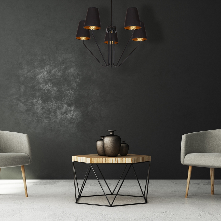Hanglamp met vaste pendel VICTORIA 5xE27/60W/230V zwart