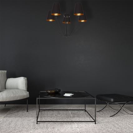 Hanglamp met vaste pendel VICTORIA 5xE27/60W/230V zwart