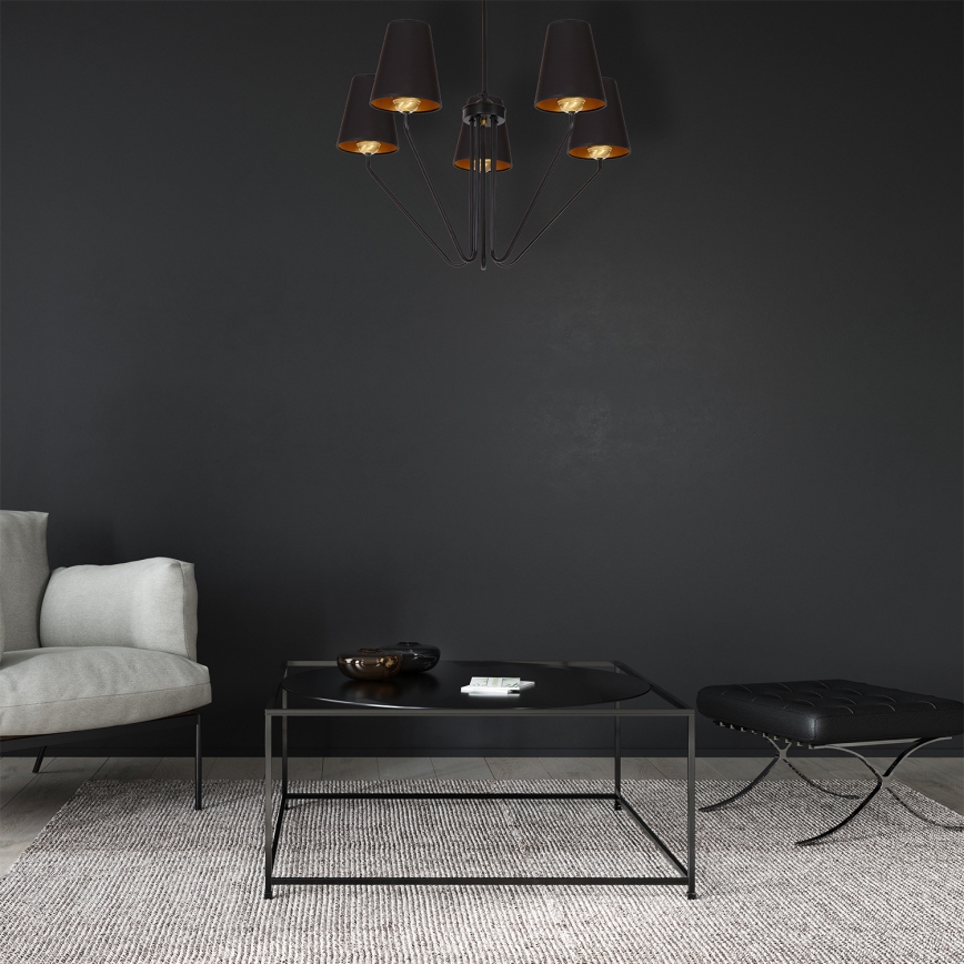 Hanglamp met vaste pendel VICTORIA 5xE27/60W/230V zwart
