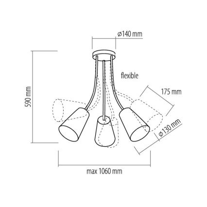 Hanglamp met vaste pendel WIRE COLOUR 3xE27/60W/230V