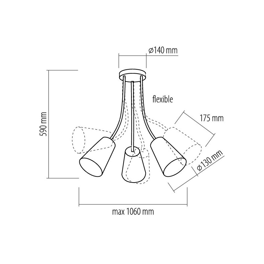Hanglamp met vaste pendel WIRE COLOUR 3xE27/60W/230V